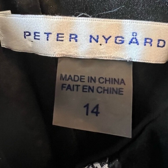 Peter Nygard black and white geo print with leather piping sheath dress size 14 - Picture 7 of 7